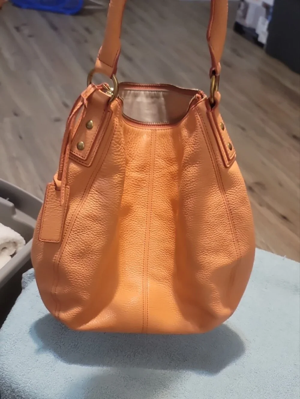 Fossil Peach Leather Hobo Shoulder Bag